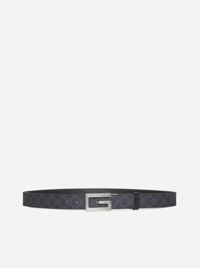 Gucci Gg Fabric And Leather Reversible Belt