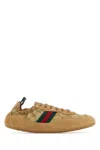 Gucci Shift Low Top Sneakers Rubber Sole Stripe In Brown