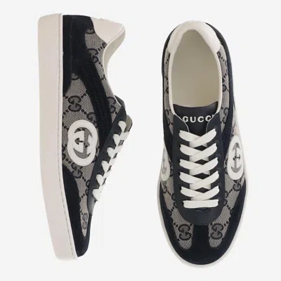 Gucci Gg Fabric And Suede Sneaker In Blue