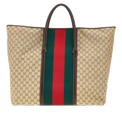Gucci Gg Fabric Bag With Web Ribbon In Sand