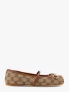 Gucci Women Gg Fabric Ballerinas With Iconic Horsebit In Brown