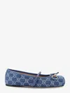 Gucci Signature Horsebit Detail Gg Monogram Ballet Flats In Blue