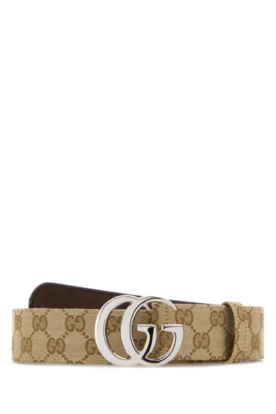 Gucci Men Gg Fabric Belt In Gray