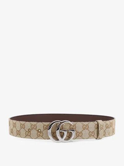 Gucci Gg Fabric Belt In Sand