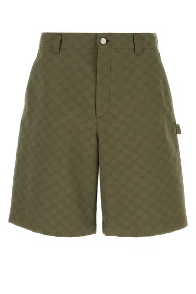 Gucci Gg Fabric Bermuda Shorts In Green