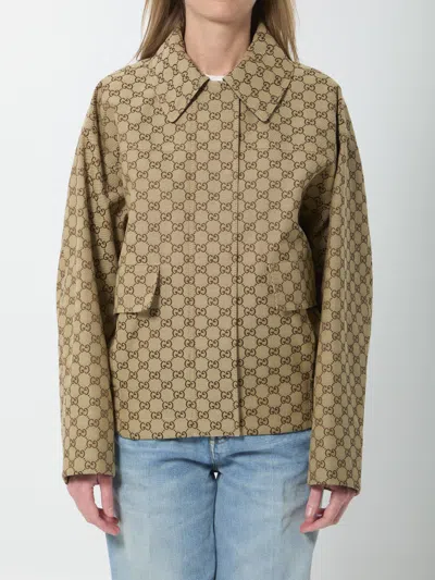 Gucci Gg Fabric Bomber Jacket In Brown