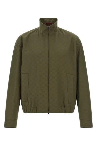 Gucci Gg Fabric Bomber Jacket In Green