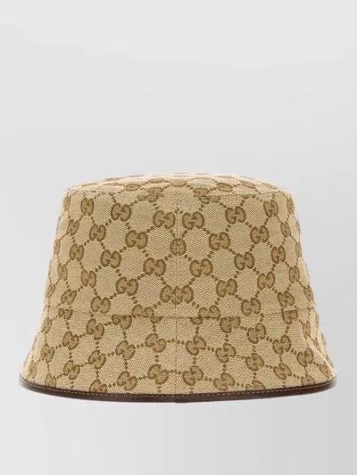 Gucci Gg Fabric Bucket Hat Wide Brim In Gold