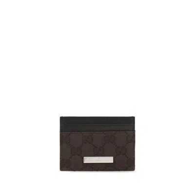 Gucci Gg Fabric Card Case In Brown