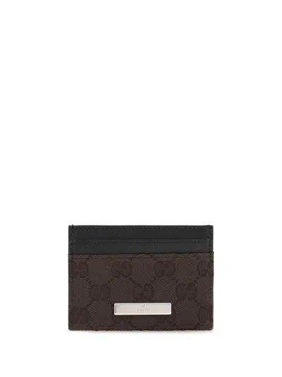 Gucci Gg Fabric Card Case In Brown