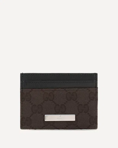 Gucci Gg Fabric Card Holder In Brown