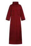 Gucci Bordeaux Coat With Adjustable Stand-up Collar And Drawstring Waist In Gg Canvas Woman