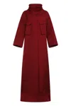 Gucci Bordeaux Coat With Adjustable Stand-up Collar And Drawstring Waist In Gg Canvas Woman In Red