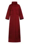 Gucci Bordeaux Coat With Adjustable Stand-up Collar And Drawstring Waist In Gg Canvas Woman In Red