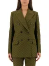 Gucci Gg Fabric Double-breasted Jacket In Green