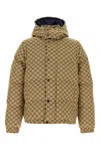 Gucci Men Gg Patterned Padded Down Jacket In Neutral