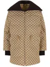 Gucci Gg Fabric Down Jacket In Brown