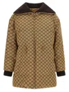 Gucci Gg Fabric Down Jacket In Brown
