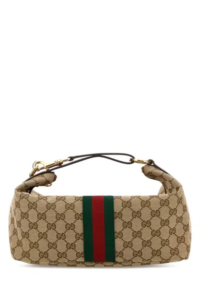 Gucci Gg Fabric  Vanity Handbag In Brown