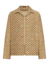 Gucci Beige Shirt With Spread Collar And Two Front Welt Pockets In Gg Canvas Man