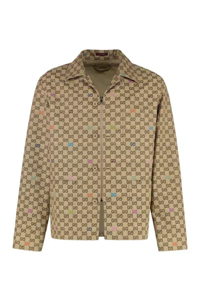 Gucci Gg Fabric Jacket In Brown