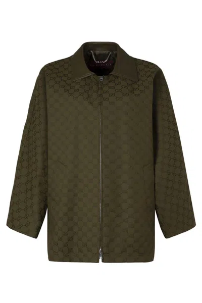 Gucci Gg Fabric Jacket In Green