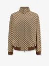 Gucci Monogram Zip-up Bomber Jacket In Sand