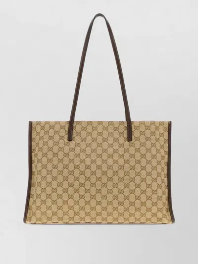 Gucci Gg Fabric Large Londra Shopping Tote In Brown