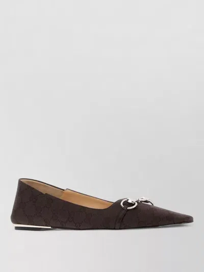 Gucci Gg Fabric Loafers Pointed Toe Metal Detail In Multi