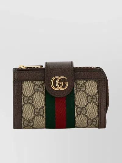 Gucci Gg Fabric Ophidia Wallet With Leather Trim In Multi