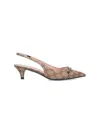 Gucci Damenpumps Aus Gg Canvas Mit Fersenriemchen In Beige