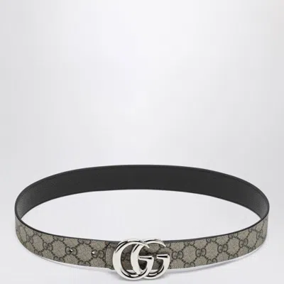 Gucci Gg Fabric Reversible Gg Marmont Belt In Gray
