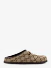 Gucci Gg Monogram Horsebit Flat Mules In Brown