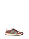 Gucci Leather And Gg Sneakers With Side Stripes In Multi