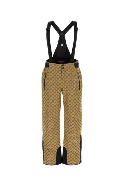 Gucci Ski Trousers With Adjustable Straps And Pattern In Brown