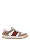 Gucci Women Gg Fabric Sneakers With Iconic Web Stripe On The Side In Gray
