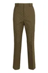 Gucci Gg Jacquard Cotton-blend Bootcut Pants In Green