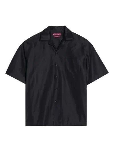 Gucci Classic Short-sleeve Cotton Shirt In Black