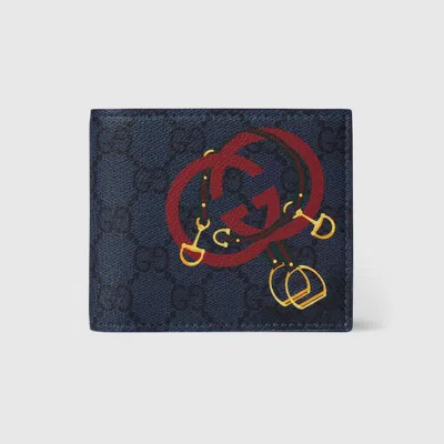 Gucci Gg Bi-fold Wallet With Print In Blue