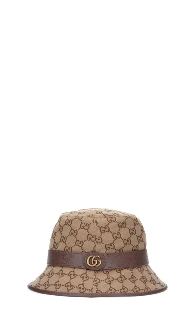 Gucci Gg Fedora Hat In Brown