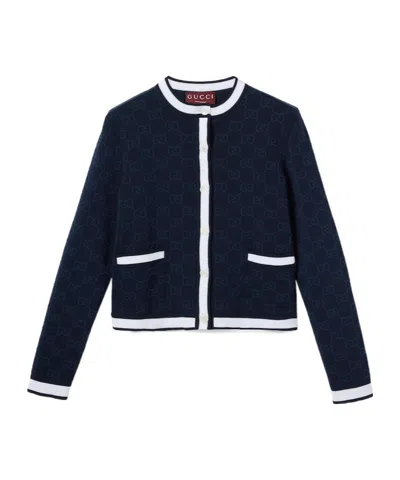 Gucci Gg Fine Cotton Jacquard Cardigan