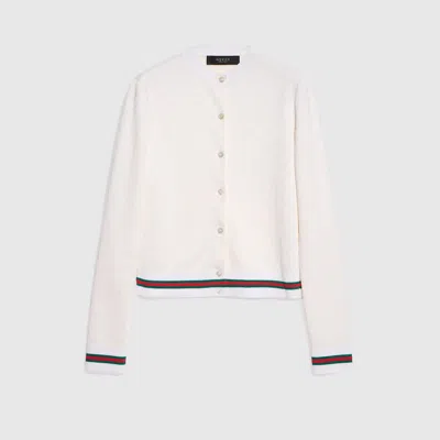 Gucci Gg Fine Cotton Viscose Jacquard Cardigan In White
