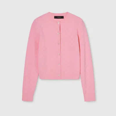 Gucci Gg Fine Fabric Jacquard Cardigan In Pink