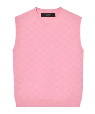 Gucci Gg Fine Fabric Jacquard Vest In Pink