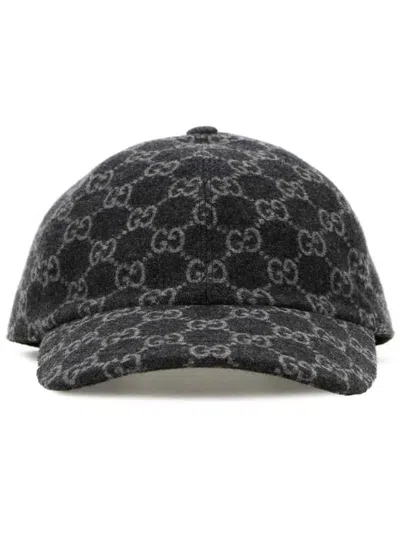 Gucci Gg Flannel Baseball Hat In Black