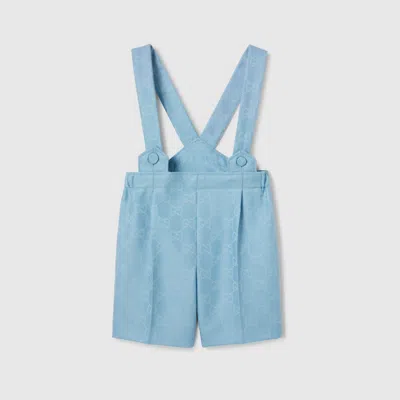 Gucci Babies' Gg Flannel Overall In Blue