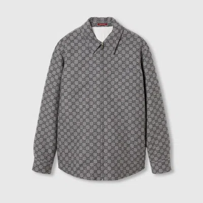 Gucci Gg Flannel Overshirt In Grey