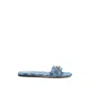 Gucci Flat Sandals Open Toe Patterned Fabric Hardware In Blue