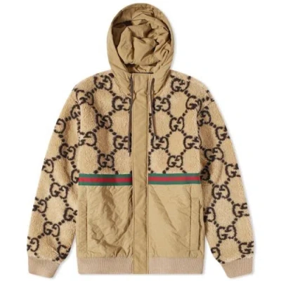 Pre-owned Gucci Gg Fleece Jacket In Beige