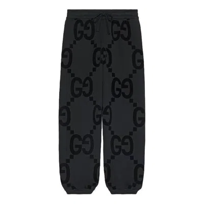 Gucci Gg Flocked Print Cotton Fleece Sweattrouser 'black'